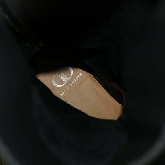 Kelsi Dagger Womens Tassie Boots Size 7.5 Black Suede Slouch Pull On Moto Buckle - Picture 14 of 16